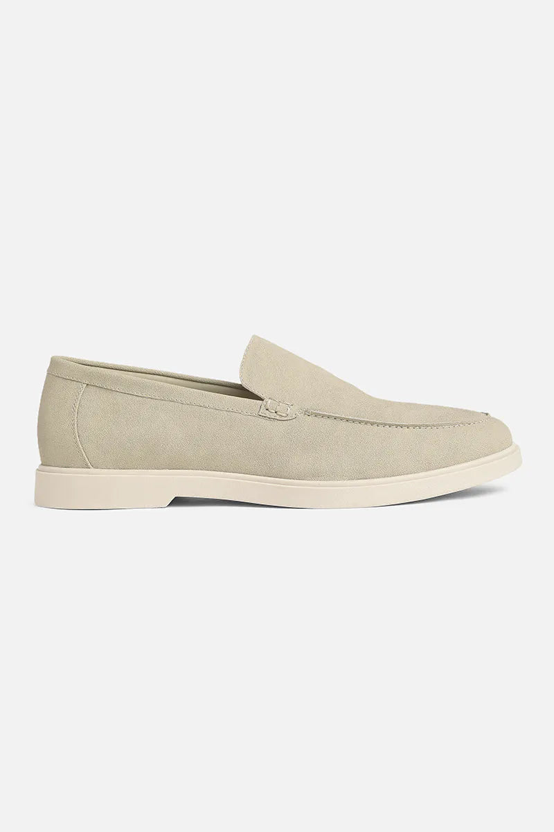 Beige Suede Loafers