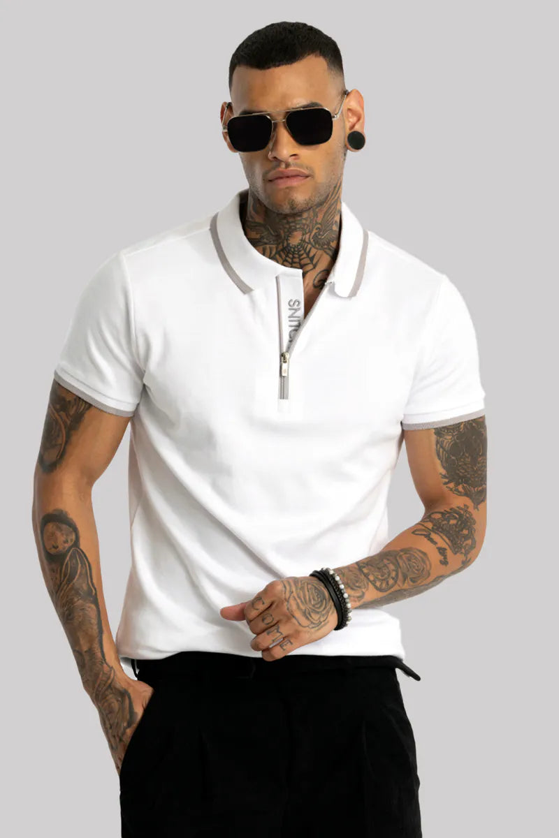 PINK Zipper Polo T-Shirt