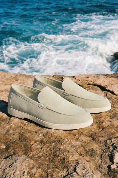 Beige Suede Loafers